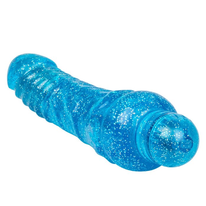 Синий вибратор-реалистик Sparkle Glitter Jack - 18,25 см - Sparkle. Фотография 4.