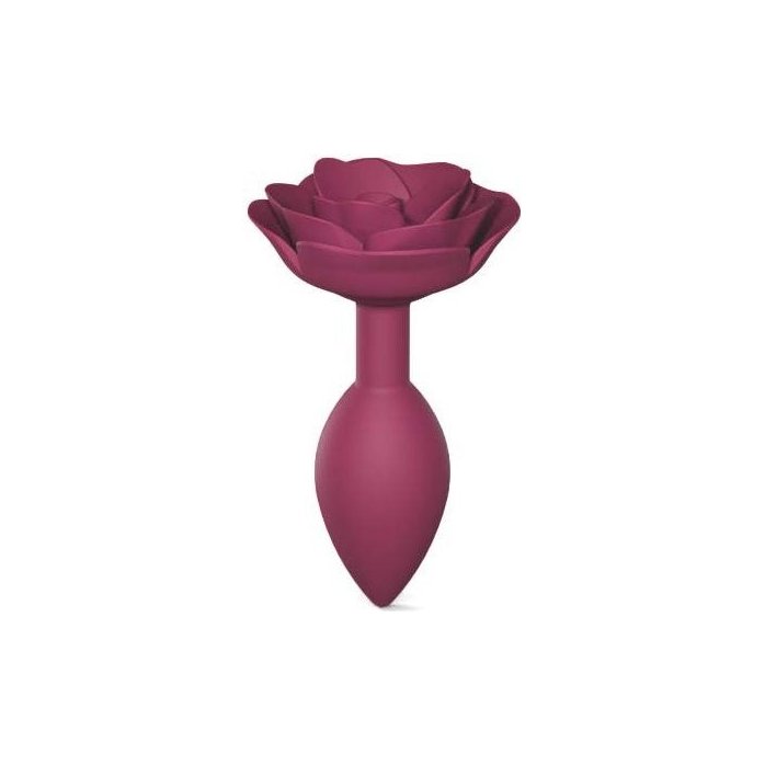 Сливовая анальная пробка с ограничителем-розой Open Rose Size M Butt Plug