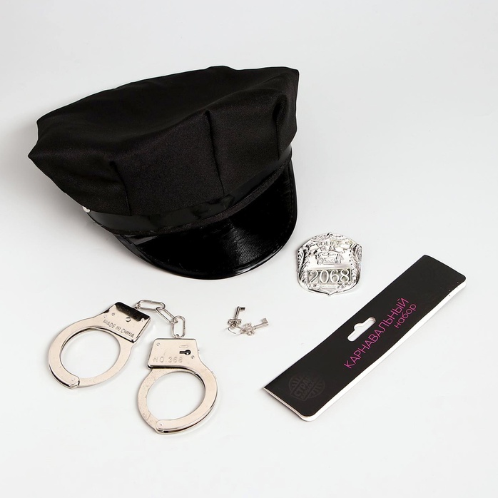 Эротический набор «Секс-полиция»: шапка, наручники, значок - Страна Карнавалия. Фотография 7.