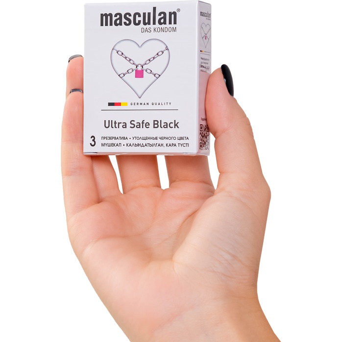 Ультрапрочные презервативы Masculan Ultra Safe Black - 3 шт. Фотография 3.