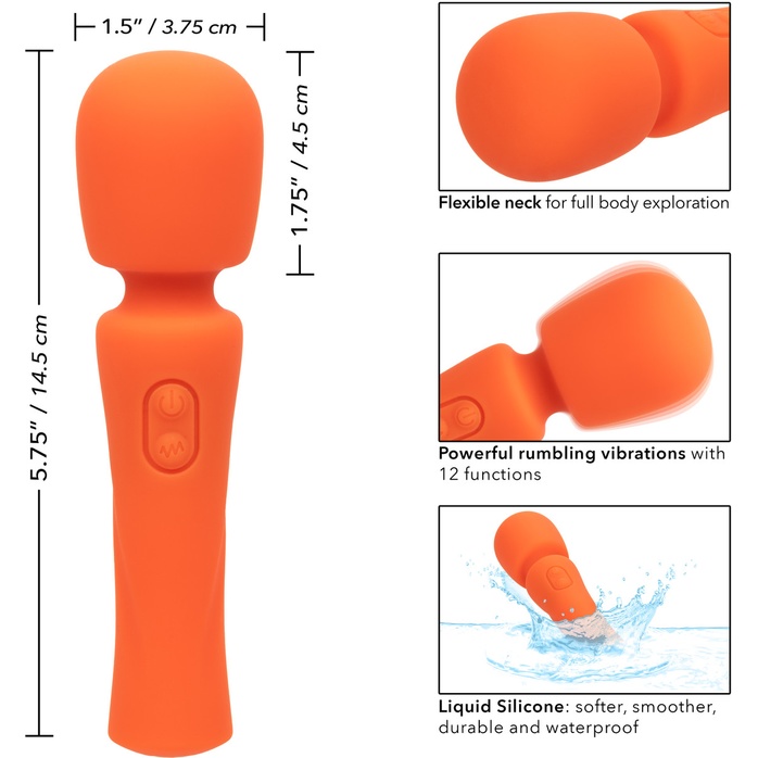 Оранжевый вибромассажер Stella Liquid Silicone Mini Massager - 14,5 см - Stella. Фотография 3.