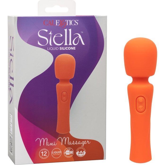 Оранжевый вибромассажер Stella Liquid Silicone Mini Massager - 14,5 см - Stella. Фотография 10.