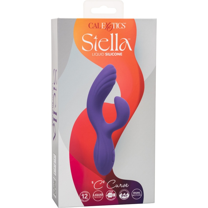 Фиолетовый вибромассажер-кролик Stella Liquid Silicone “C” Curve - 19 см - Stella. Фотография 4.