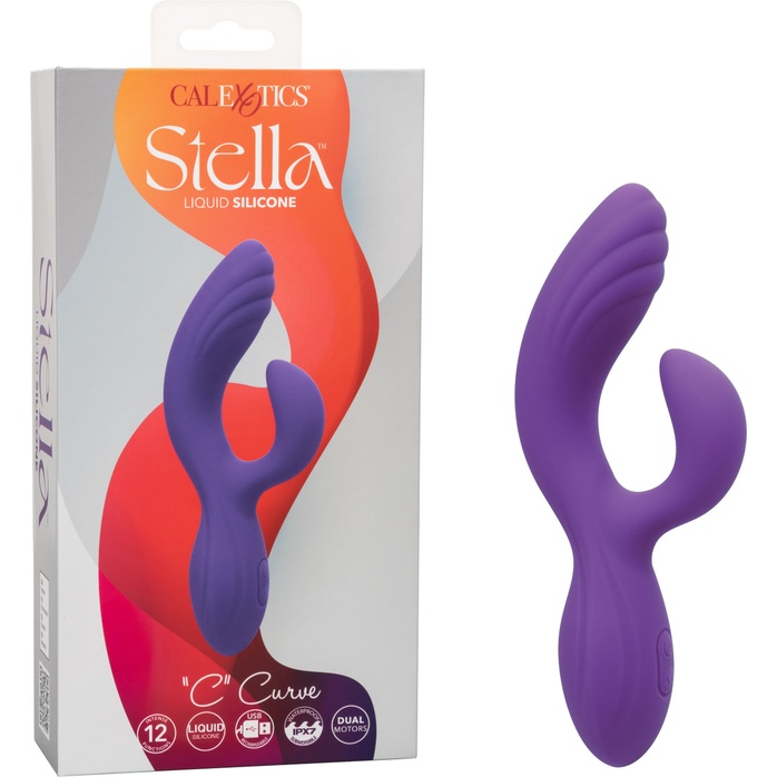 Фиолетовый вибромассажер-кролик Stella Liquid Silicone “C” Curve - 19 см - Stella. Фотография 10.
