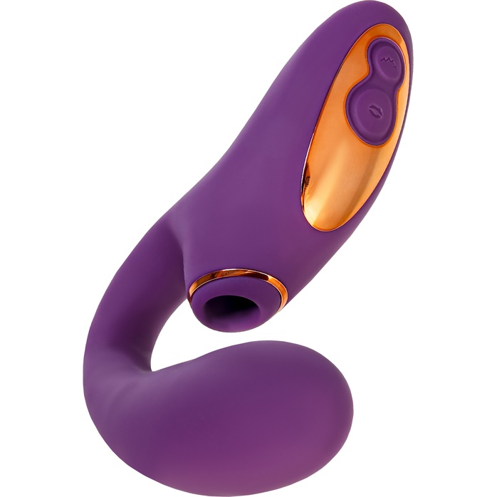 Фиолетовый вибромассажер с клиторальной стимуляцией Megam - L EROINA