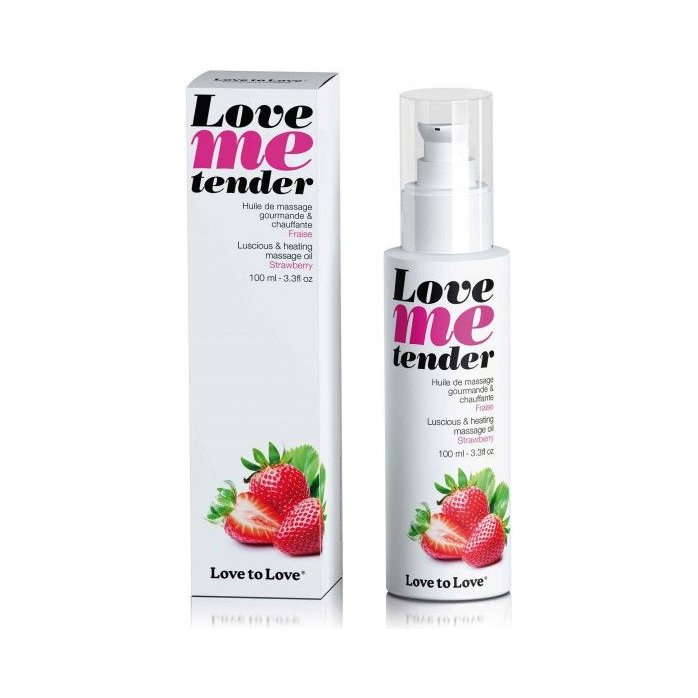 Съедобное согревающее массажное масло Love Me Tender Strawberry с ароматом клубники - 100 мл. Фотография 2.