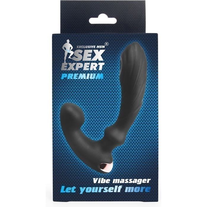 Черный вибромассажер простаты Sex Expert - 14,5 см - SEX EXPERT PREMIUM. Фотография 6.
