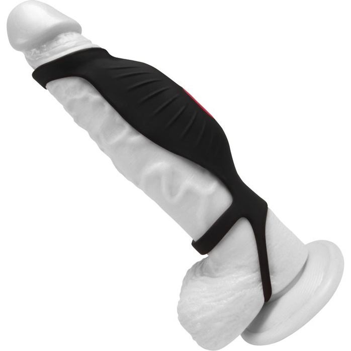Черная насадка на пенис с вибрацией Sex Expert - 15,4 см - SEX EXPERT PREMIUM. Фотография 6.