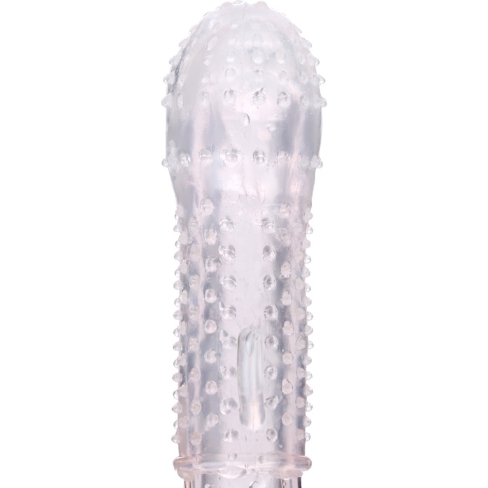 Прозрачная массажная насадка на пенис с шишечками и усиком - 12,5 см - Оки-Чпоки. Фотография 2.