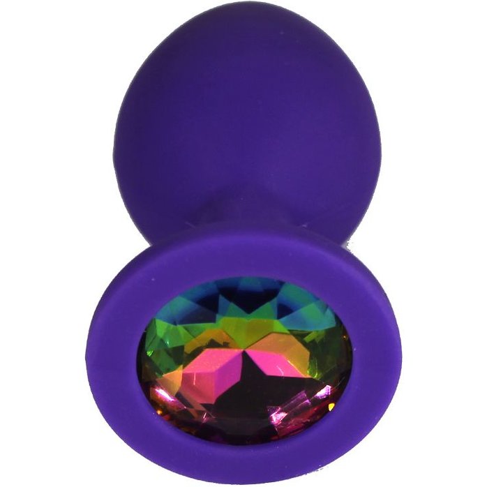 Фиолетовая анальная пробка с радужным кристаллом - 8 см. Фотография 7.