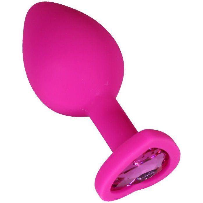 Розовая анальная пробка с кристаллом-сердечком - 7 см. Фотография 4.