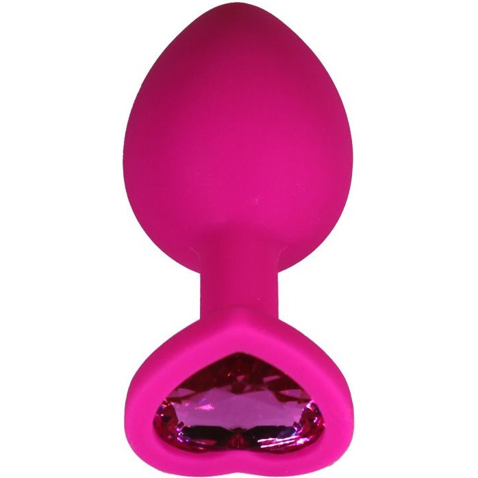 Розовая анальная пробка с кристаллом-сердечком - 7 см. Фотография 5.