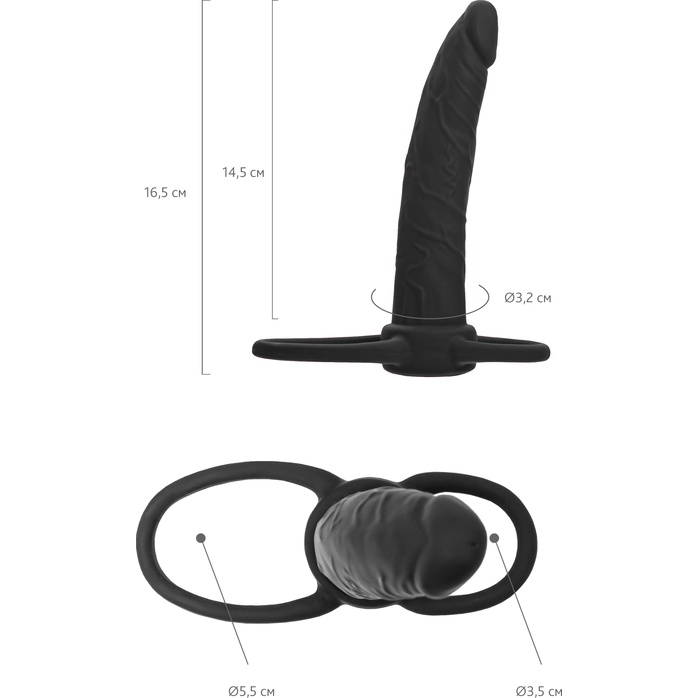 Черная насадка на пенис для двойного проникновения Black Red - 16,5 см - Black Red. Фотография 5.