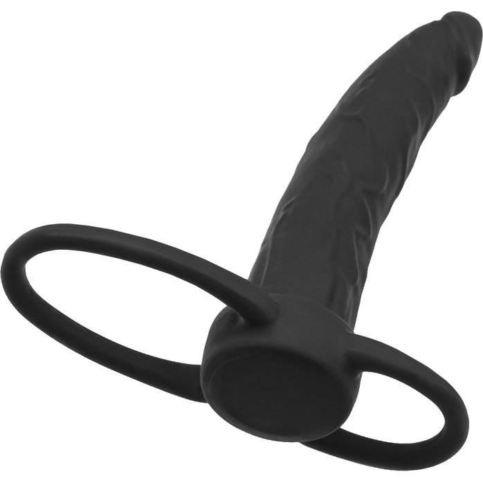 Черная насадка на пенис для двойного проникновения Black Red - 16,5 см - Black Red. Фотография 7.