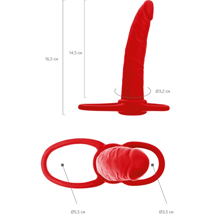 Красная насадка на пенис для двойного проникновения Black Red - 16,5 см - Black Red. Фотография 5.