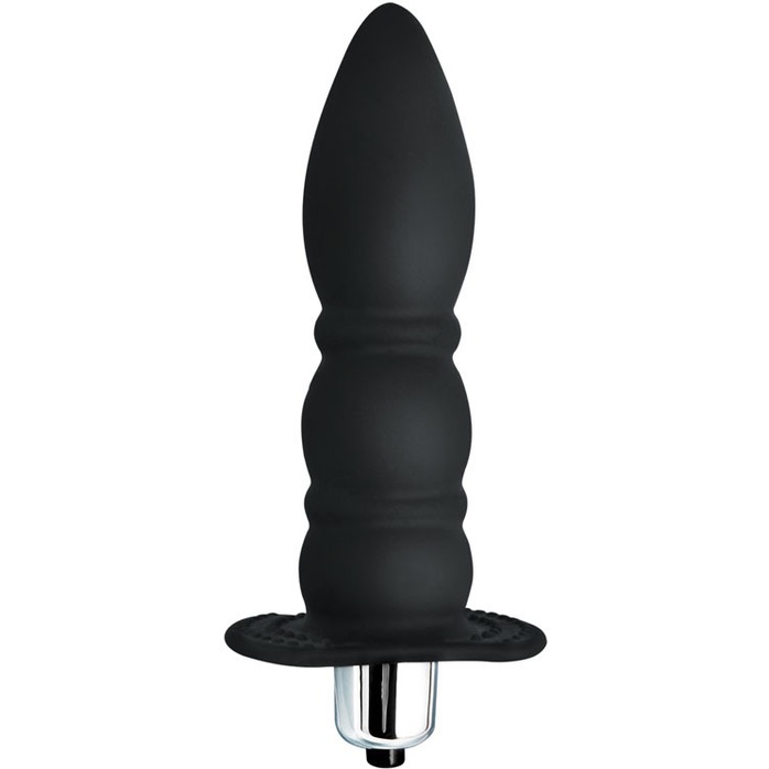 Черный силиконовый анальный вибратор Sex Expert - 13 см - SEX EXPERT