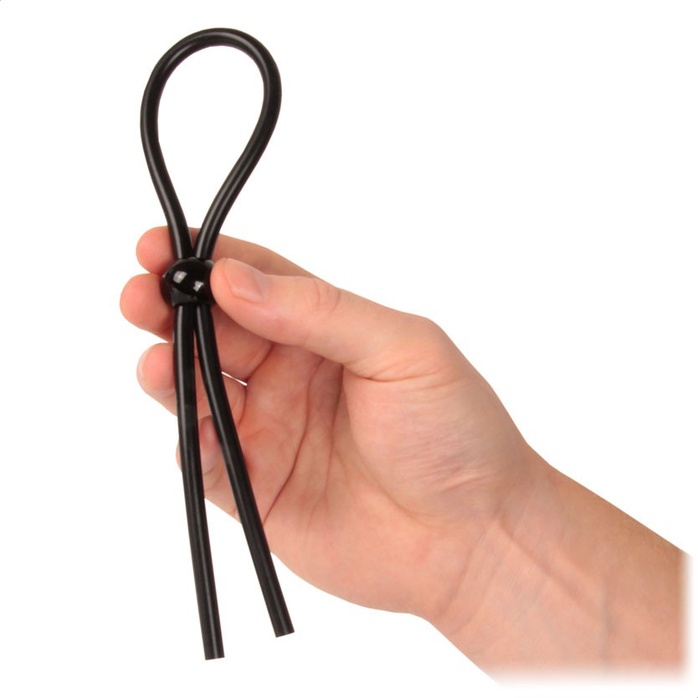 Черное силиконовое лассо с шариком для утяжки - SEX EXPERT. Фотография 3.