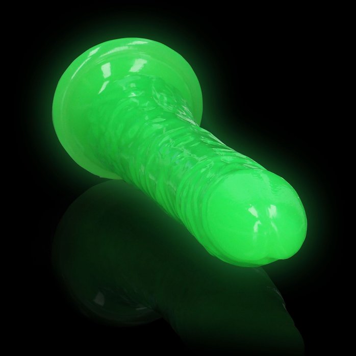 Зеленый люминесцентный фаллоимитатор на присоске - 22 см - RealRock. Фотография 4.