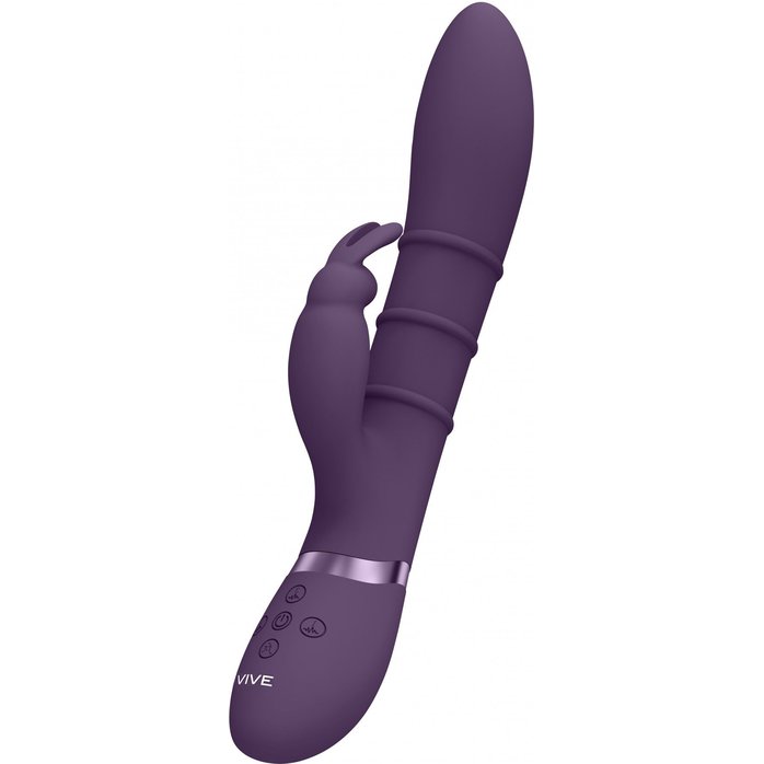 Фиолетовый вибромассажер-кролик с 3 стимулирующими кольцами Sora - 24,2 см - Vive