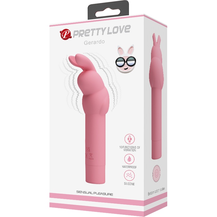 Нежно-розовый вибростимулятор в форме кролика Gerardo - Pretty Love. Фотография 13.