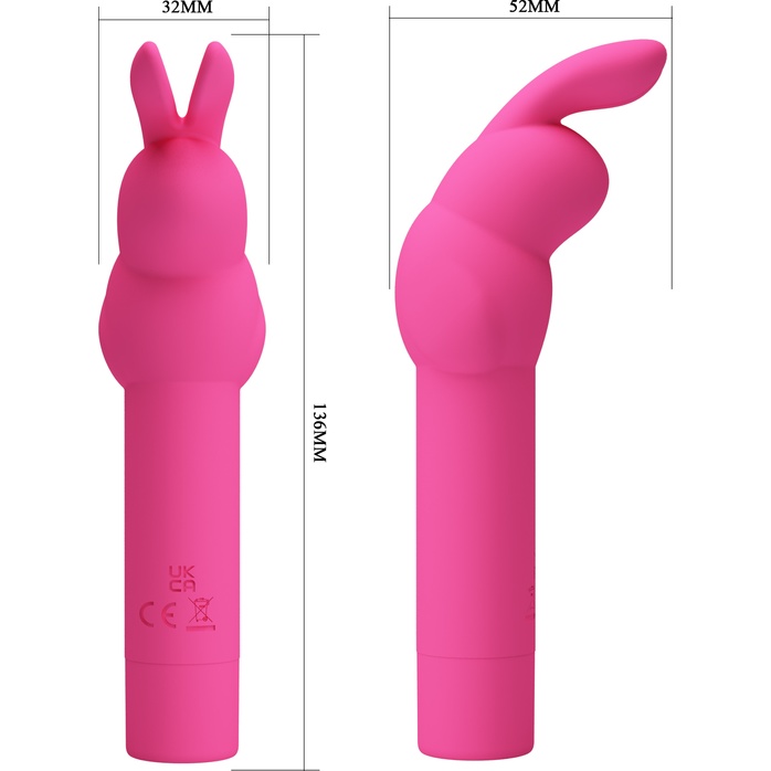 Ярко-розовый вибростимулятор в форме кролика Gerardo - Pretty Love. Фотография 5.