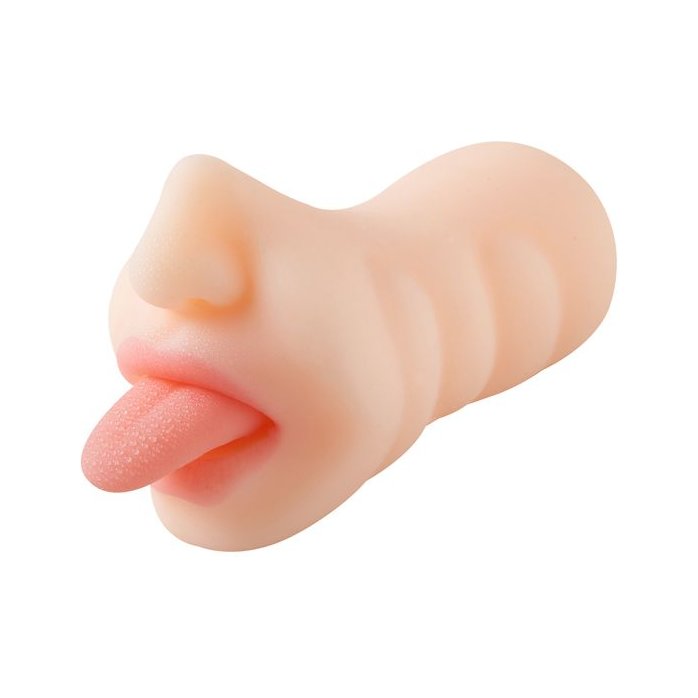 Телесный мастурбатор-ротик с языком