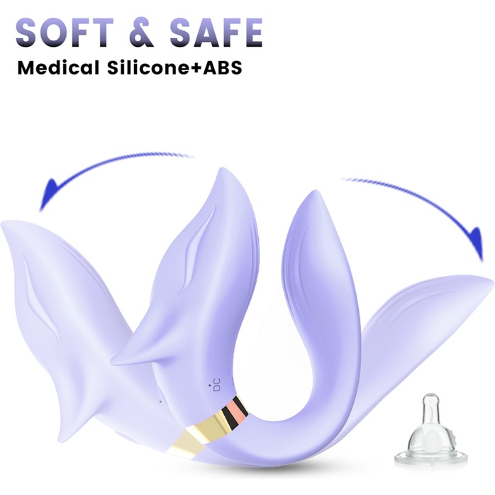 Сиреневый вибромассажер для пар с пультом ДУ. Фотография 12.