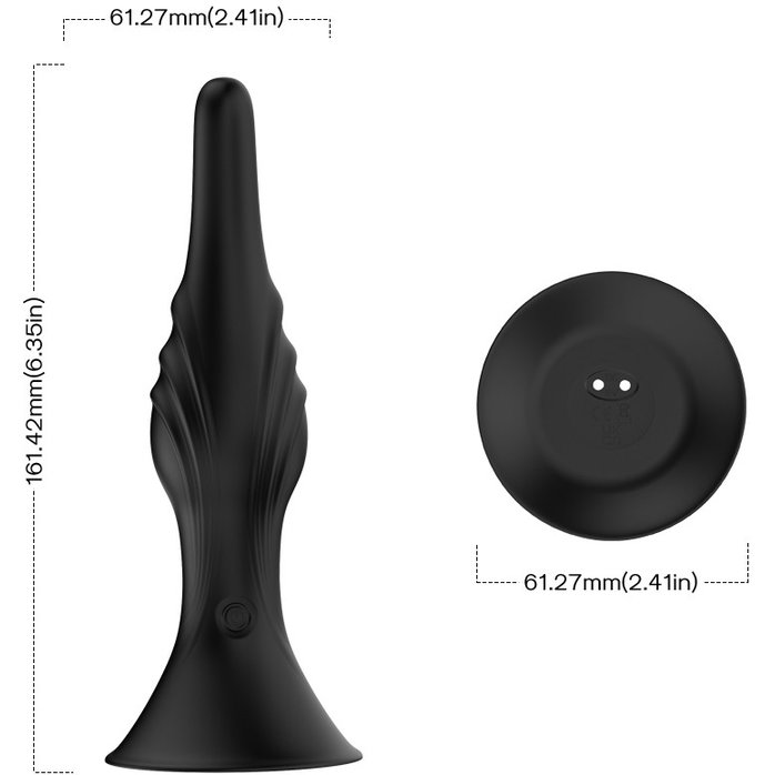 Черная анальная пробка с вибрацией и пультом ДУ - 16,5 см. Фотография 7.