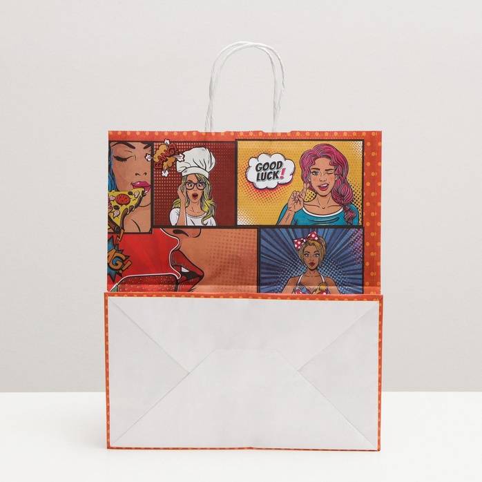 Подарочный крафтовый пакет Pop Art» - 32х19,5х37 см. Фотография 2.