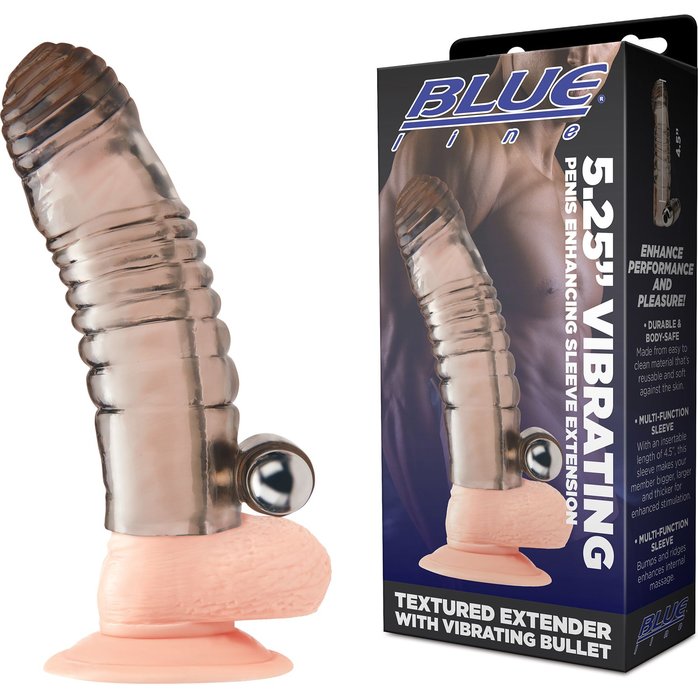 Дымчатая насадка на пенис с вибрацией Vibrating Penis Enhancing Sleeve Extension - 13,3 см. Фотография 3.