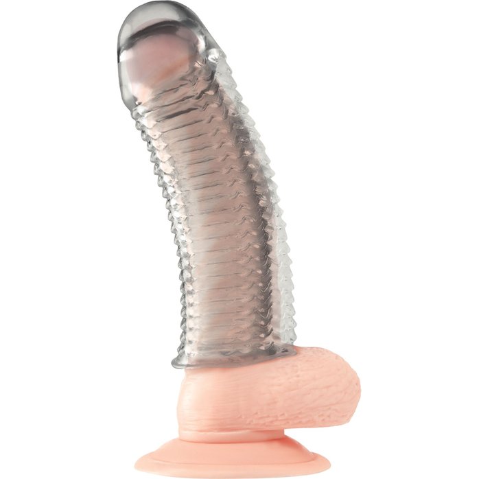 Текстурированная насадка на пенис Clear Textured Penis Enhancing Sleeve Extension - 16,5 см. Фотография 2.