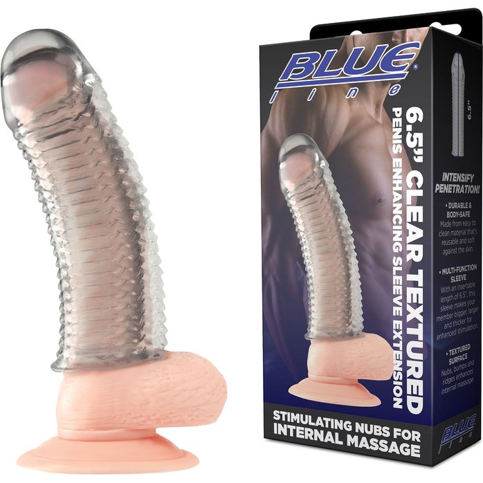 Текстурированная насадка на пенис Clear Textured Penis Enhancing Sleeve Extension - 16,5 см. Фотография 4.