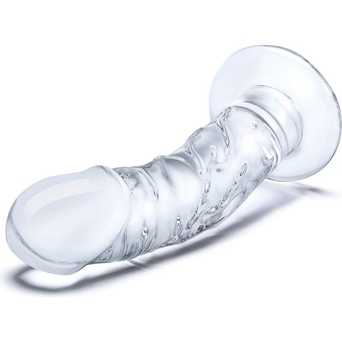 Стеклянный фаллоимитатор из стекла 7’’ Curved Realistic Glass Dildo With Veins - 15,9 см. Фотография 3.