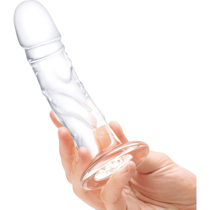 Стеклянный фаллоимитатор из стекла 7’’ Curved Realistic Glass Dildo With Veins - 15,9 см. Фотография 4.