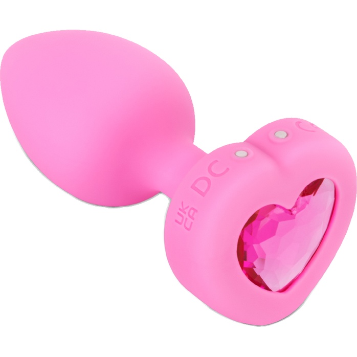 Розовый анальный плаг с кристаллом-сердцем Vibrating Heart Shape Jewel Plug S-M. Фотография 8.