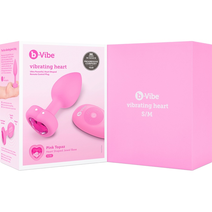 Розовый анальный плаг с кристаллом-сердцем Vibrating Heart Shape Jewel Plug S-M. Фотография 10.
