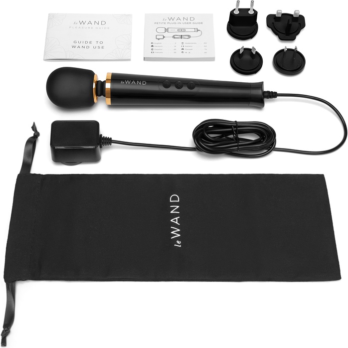 Черный проводной вибратор Le Wand Petite Vibrating Massager - 25 см. Фотография 6.