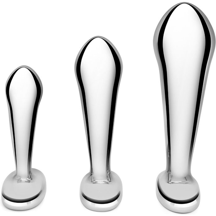 Набор из 3 стальных стимуляторов простаты Stainless Steel P-spot Training Set. Фотография 4.