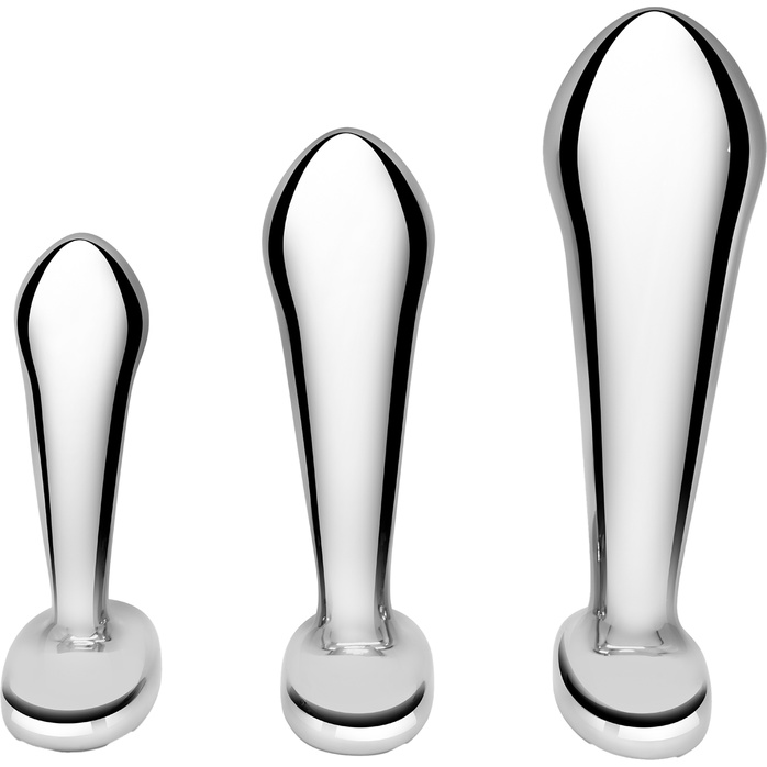 Набор из 3 стальных стимуляторов простаты Stainless Steel P-spot Training Set. Фотография 9.