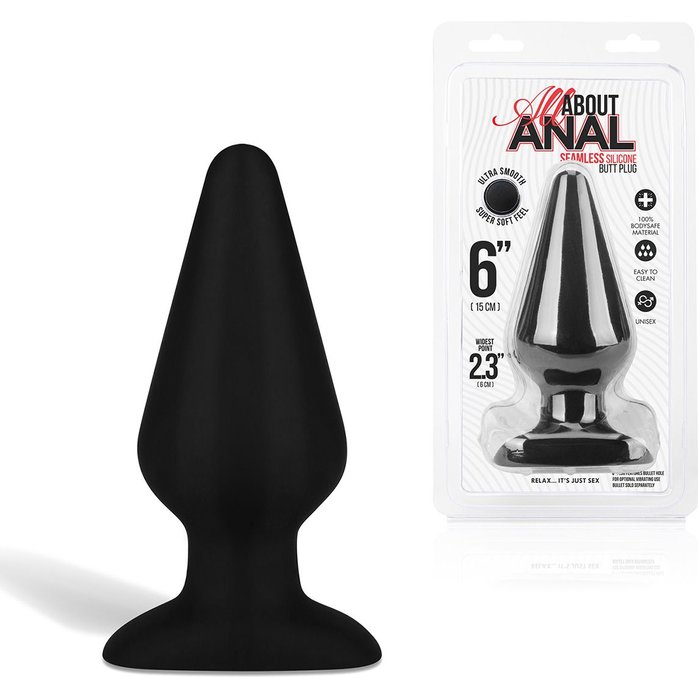 Черный плаг из силикона Seamless Silicone Butt Plug - 15 см. Фотография 2.