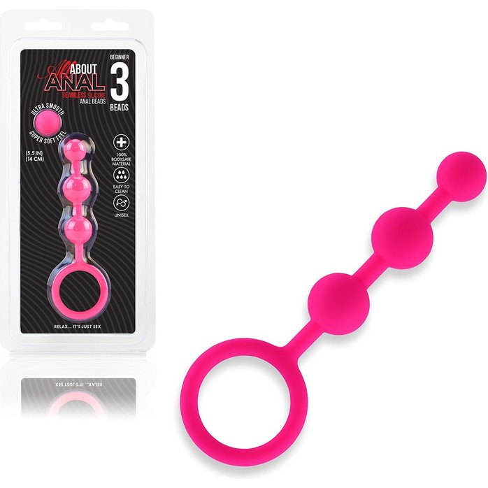 Розовые силиконовые анальные бусы Silicone Anal Beads - 14 см. Фотография 2.