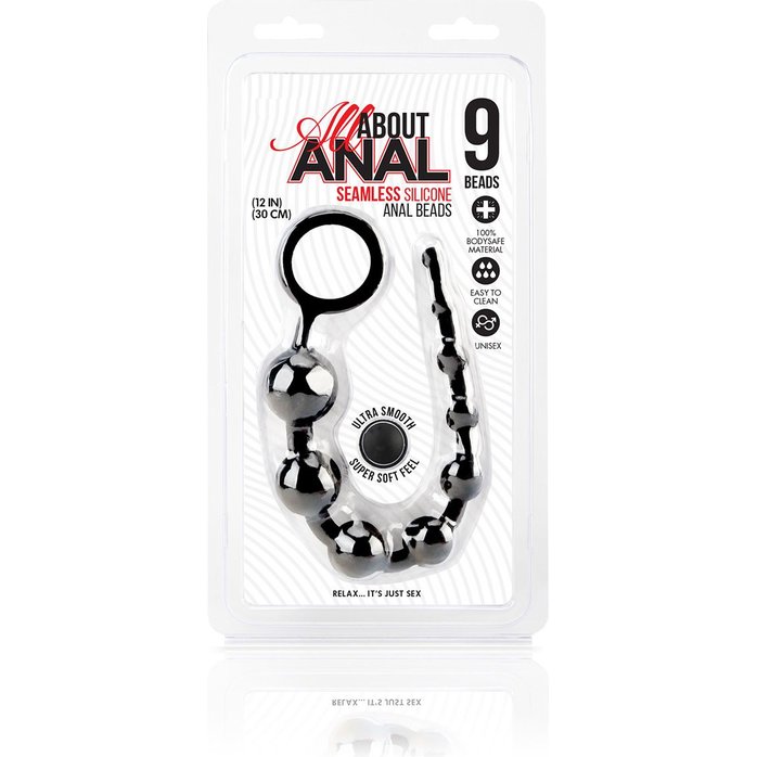 Черные силиконовые анальные бусы Silicone Anal Beads - 30 см. Фотография 3.