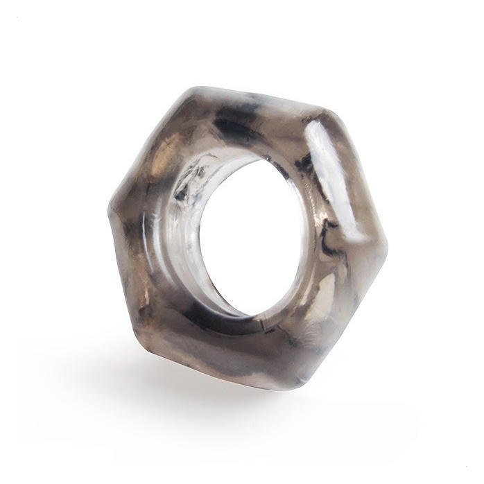Дымчатое эрекционное кольцо в форме гайки - SEX EXPERT
