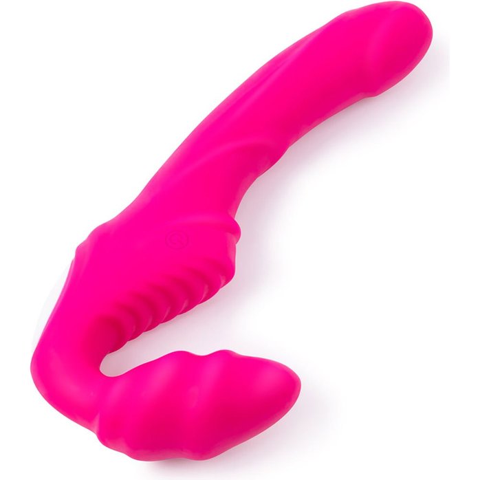 Розовый безремневой страпон на радиоуправлении Strapless Together - 22 см. Фотография 6.