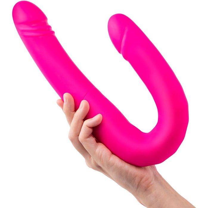 Розовый двусторонний вибромассажер на радиоуправлении Duo Together - 44,5 см. Фотография 5.