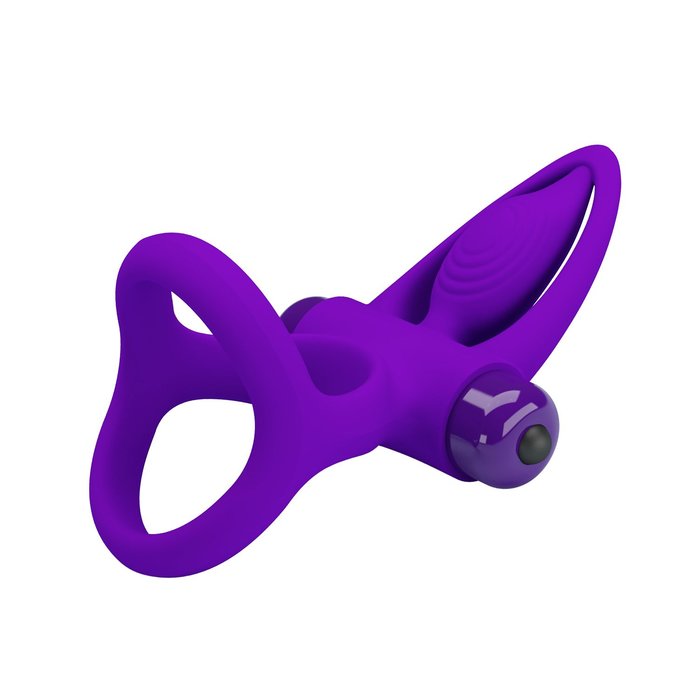 Фиолетовое эрекционное кольцо с 10 режимами вибрации и подхватом мошонки - Pretty Love. Фотография 9.