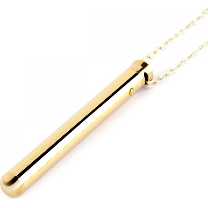 Золотистый вибромассажер-кулон Necklace Vibe. Фотография 2.