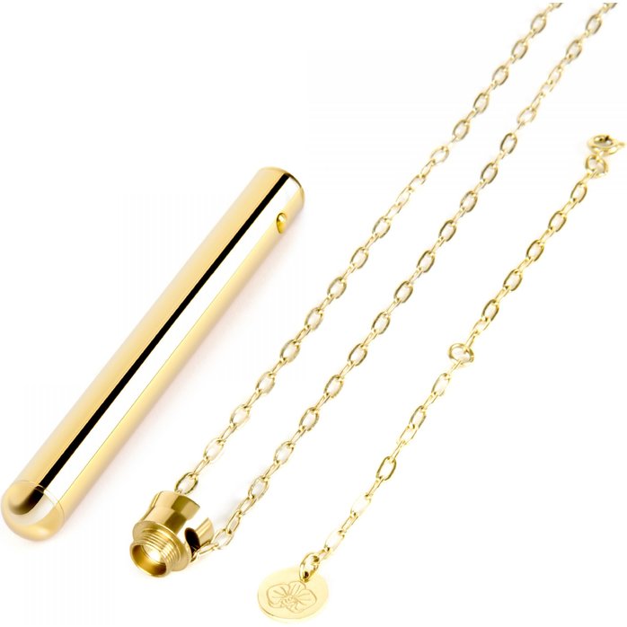 Золотистый вибромассажер-кулон Necklace Vibe. Фотография 4.