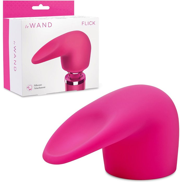 Розовая насадка на wand-вибратор для имитации орального секса Flick. Фотография 6.