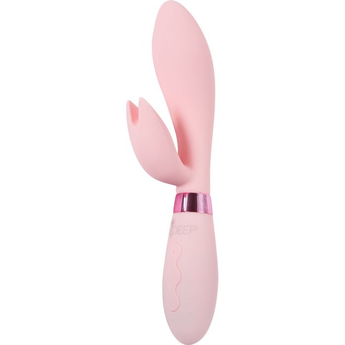 Нежно-розовый вибратор-кролик с независимыми моторчиками Indeep Malena - 21,5 см